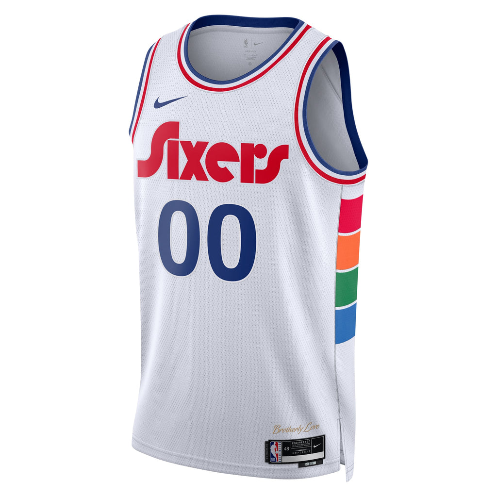 Unisex Philadelphia 76ers Nike White 2024/25 Custom Swingman Jersey - City Edition product image 3, provided for visual