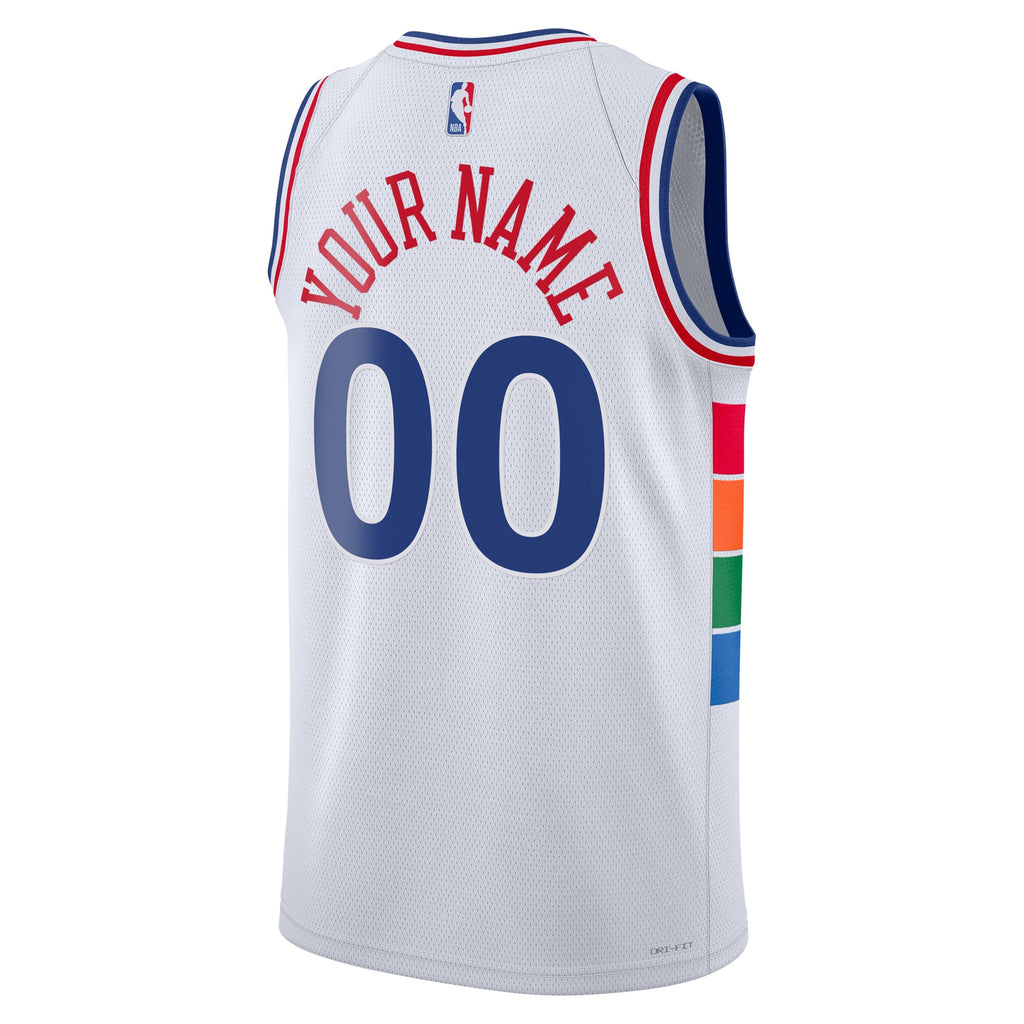 Unisex Philadelphia 76ers Nike White 2024/25 Custom Swingman Jersey - City Edition product image 4, provided for visual