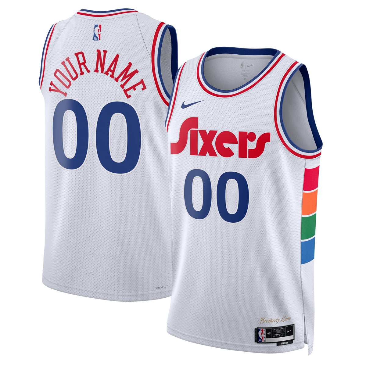 Unisex Philadelphia 76ers Nike White 2024/25 Custom Swingman Jersey - City Edition product image 1, provided for visual
