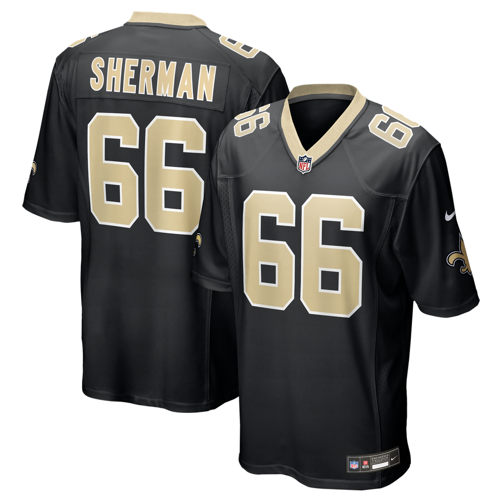 New Orleans Saints William Sherman Black Team Game Jersey product image 1, provided for visual reference and product detail