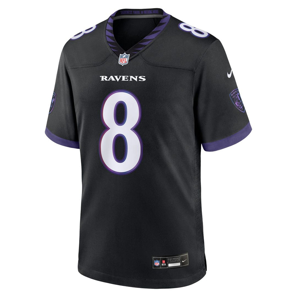 Baltimore Ravens Lamar Jackson Black Alternate Game Jersey product image 5, provided for visual reference and product detail