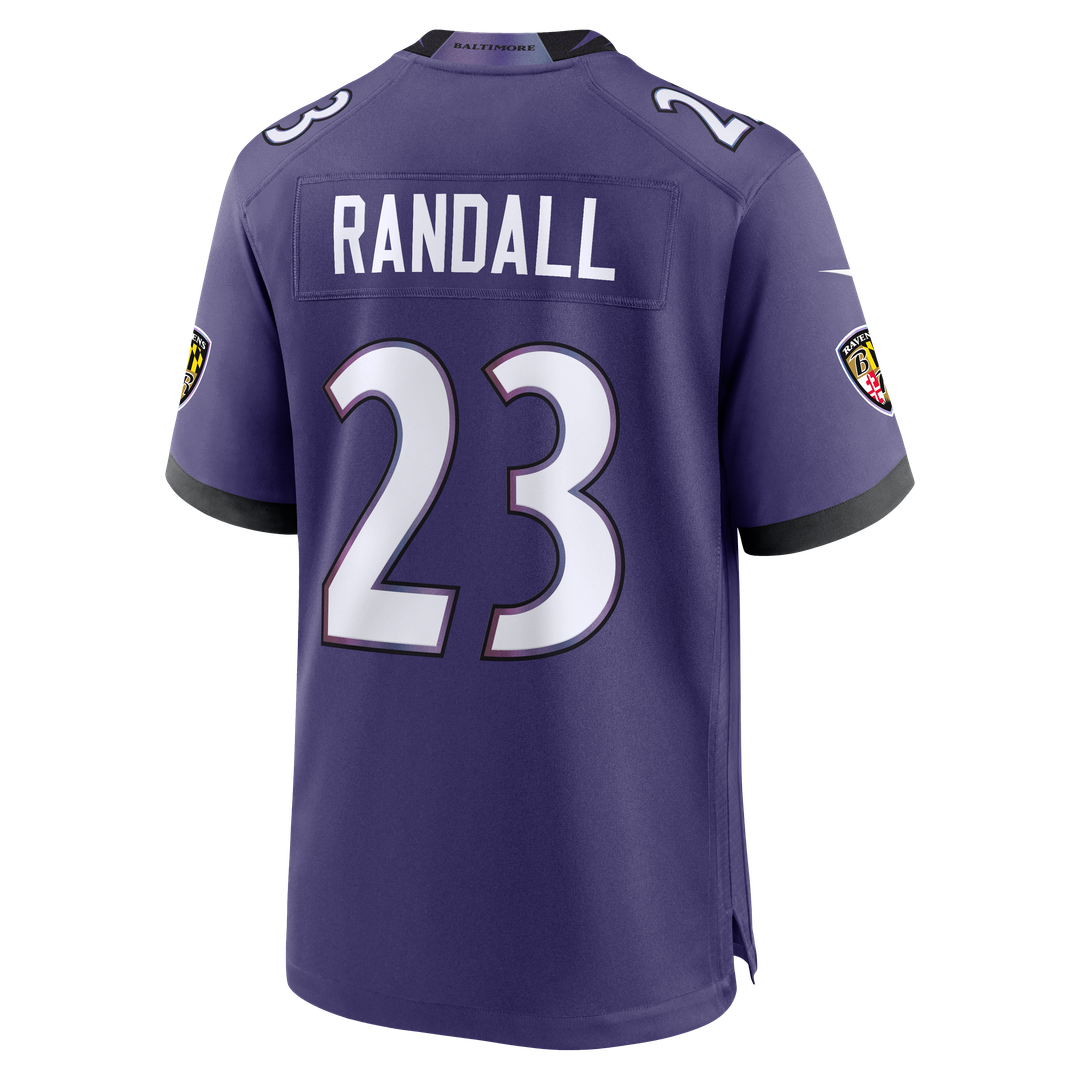 Baltimore Ravens Adam Randall Purple Team Game Jersey product image 3, provided for visual reference and product detail