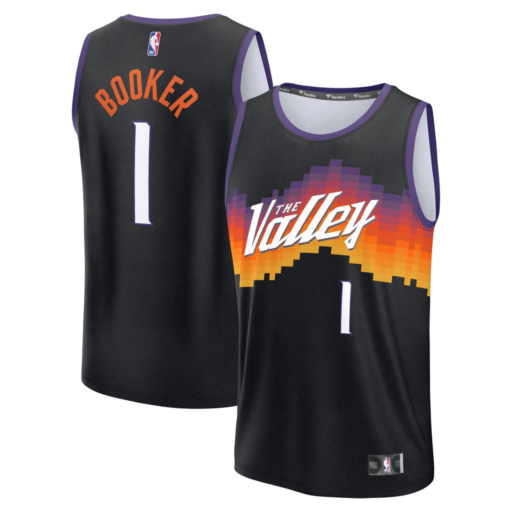 Youth Phoenix Suns Devin Booker Fanatics Black 2025/26 City Edition Fast Break Jersey product image 1, provided for visual