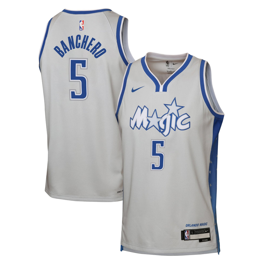 Youth Orlando Magic Paolo Banchero Nike Silver 2025/26 City Edition Swingman Jersey product image 1, provided for visual