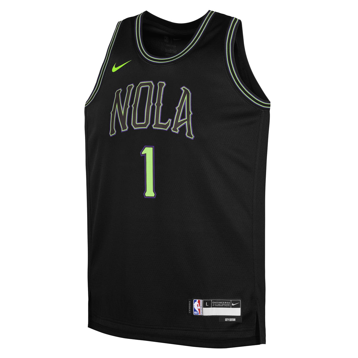 Youth New Orleans Pelicans Zion Williamson Nike Black 2025/26 City Edition Swingman Jersey product image 3, provided for
