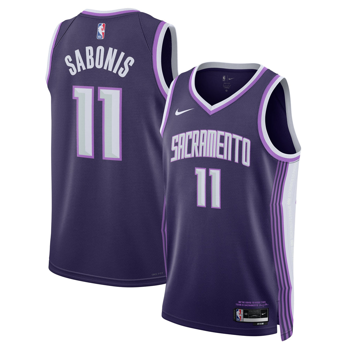Unisex Sacramento Kings Domantas Sabonis Nike Purple 2025/26 Swingman Jersey - City Edition product image 2, provided for