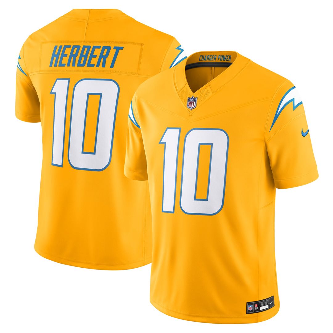 Los Angeles Chargers Justin Herbert Gold Alternate Charger Power Vapor F.U.S.E. Limited Jersey product image 1, provided for