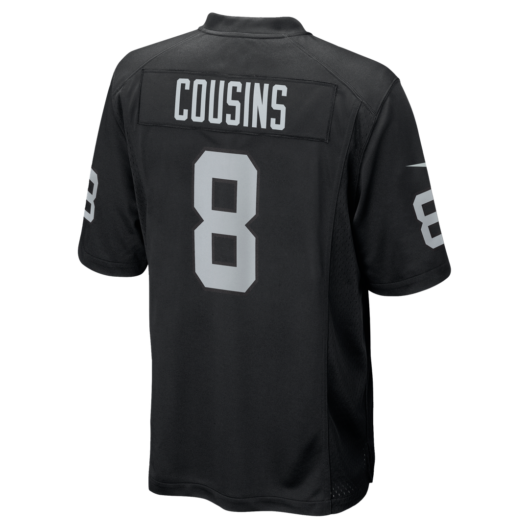 Las Vegas Raiders Kirk Cousins Black Team Game Jersey product image 3, provided for visual reference and product detail