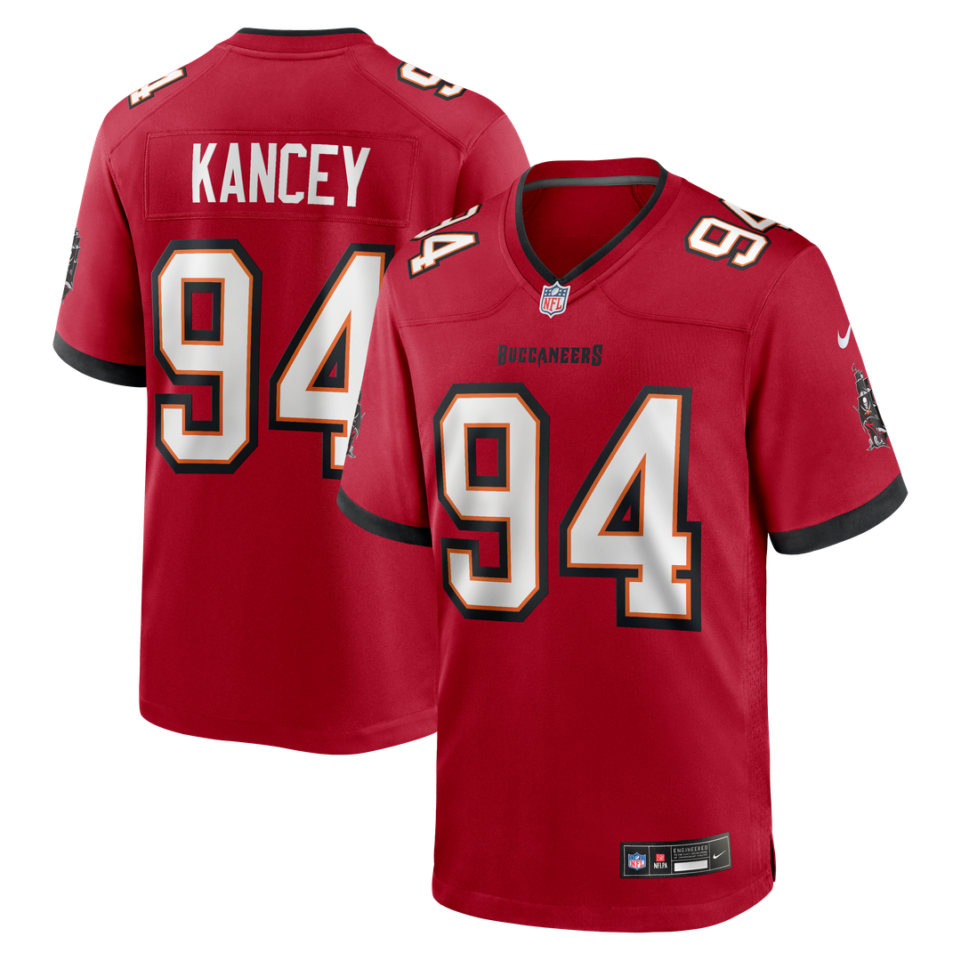 Tampa Bay Buccaneers Calijah Kancey Red Game Jersey product image 1, provided for visual reference and product detail review