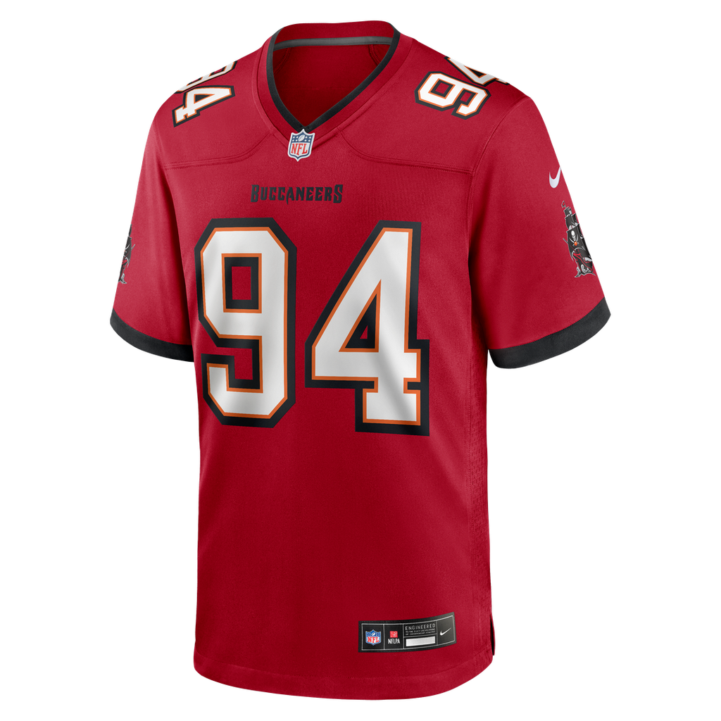 Tampa Bay Buccaneers Calijah Kancey Red Game Jersey product image 2, provided for visual reference and product detail review