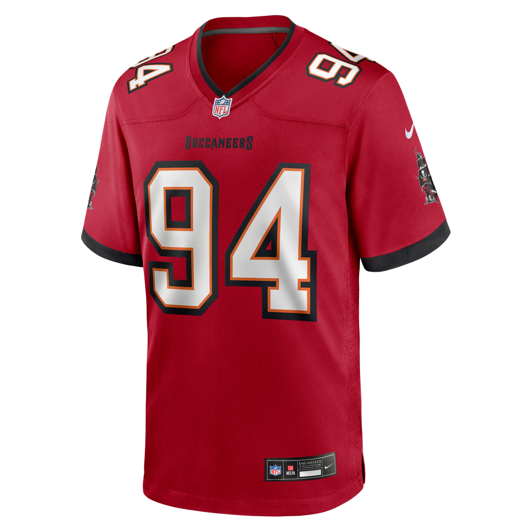 Tampa Bay Buccaneers Calijah Kancey Red Game Jersey product image 2, provided for visual reference and product detail review