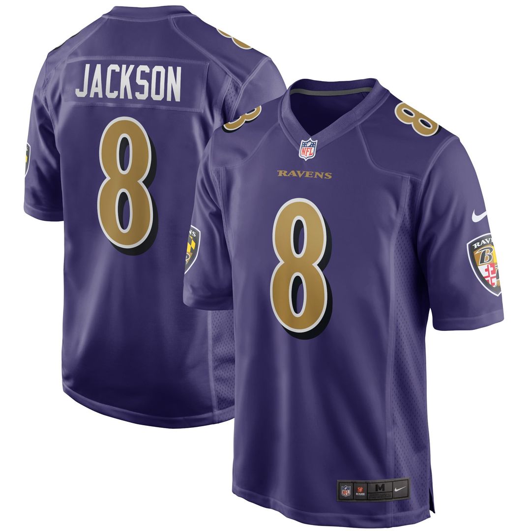 Baltimore Ravens Lamar Jackson Purple Alternate Game Jersey product image 1, provided for visual reference and product