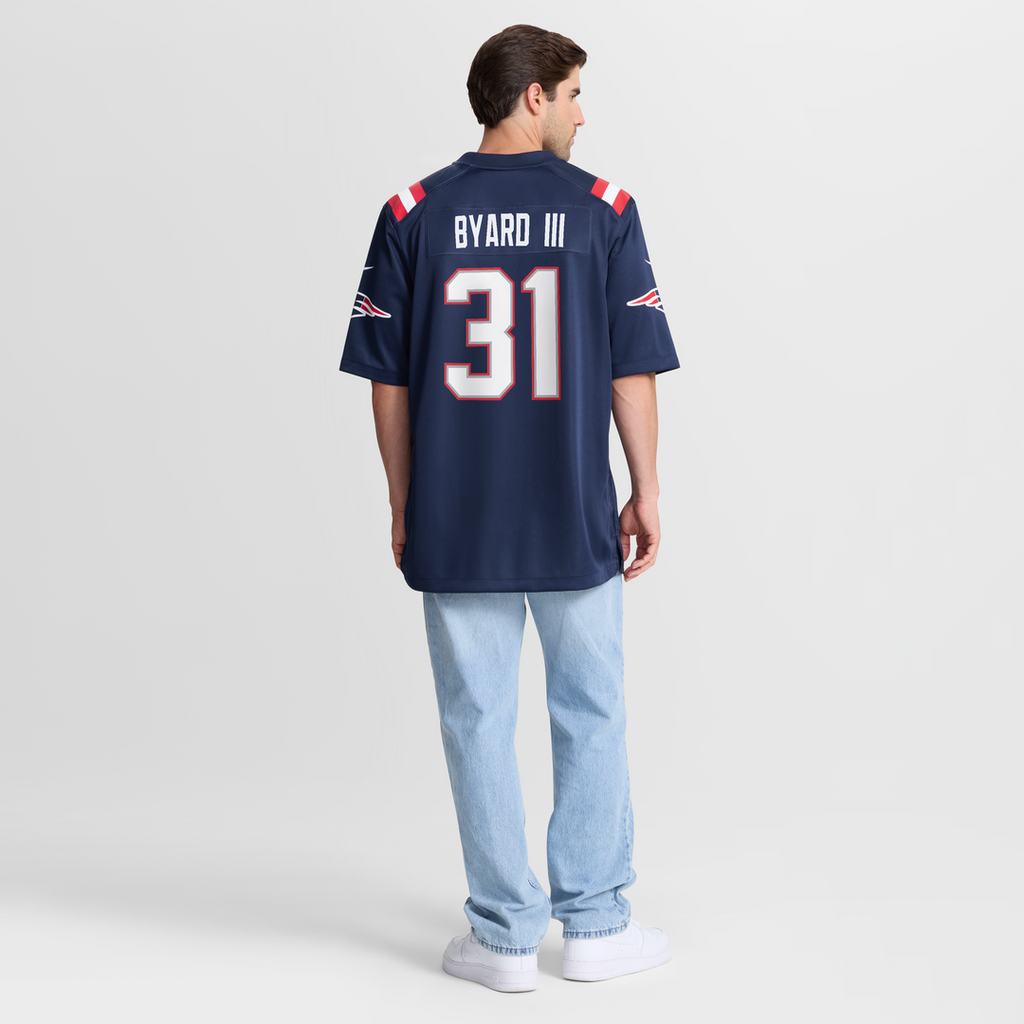 New England Patriots Kevin Byard III Navy Team Game Jersey product image 3, provided for visual reference and product detail
