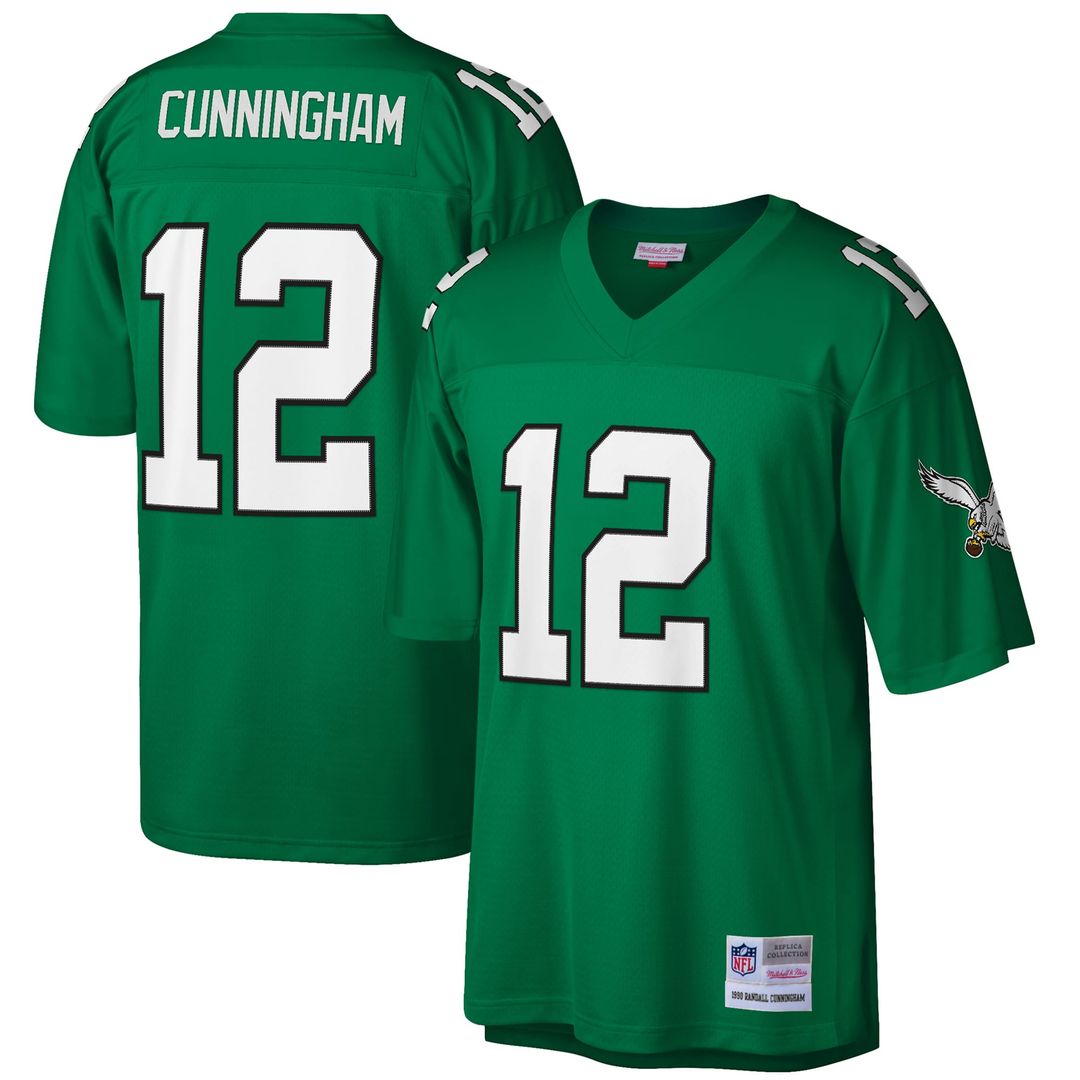 Philadelphia Eagles Randall Cunningham Kelly Green Big & Tall 1990 Retired Player Replica Jersey product image 1, provided
