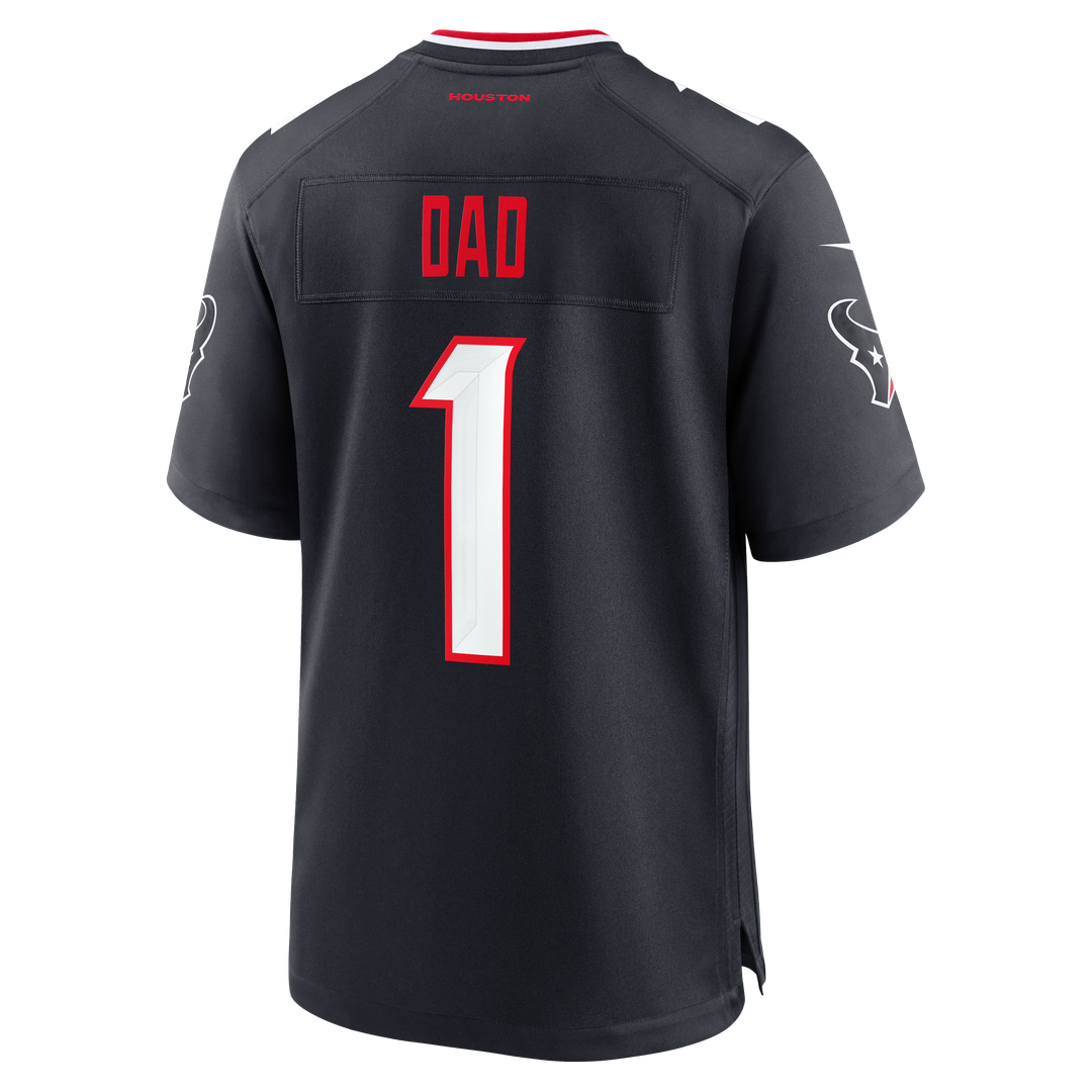Houston Texans Navy #1 Dad Game Jersey product image 3, provided for visual reference and product detail review