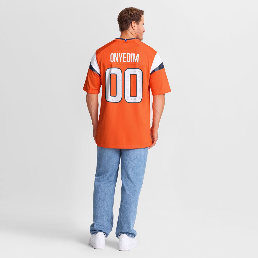 Denver Broncos Tyler Onyedim Orange Game Jersey product image 5, provided for visual reference and product detail review