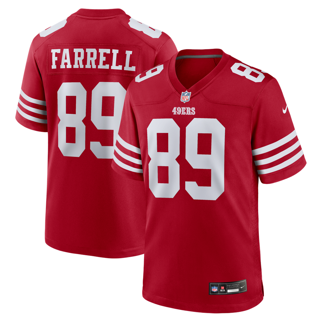 San Francisco 49ers Luke Farrell Scarlet Team Game Jersey product image 1, provided for visual reference and product detail