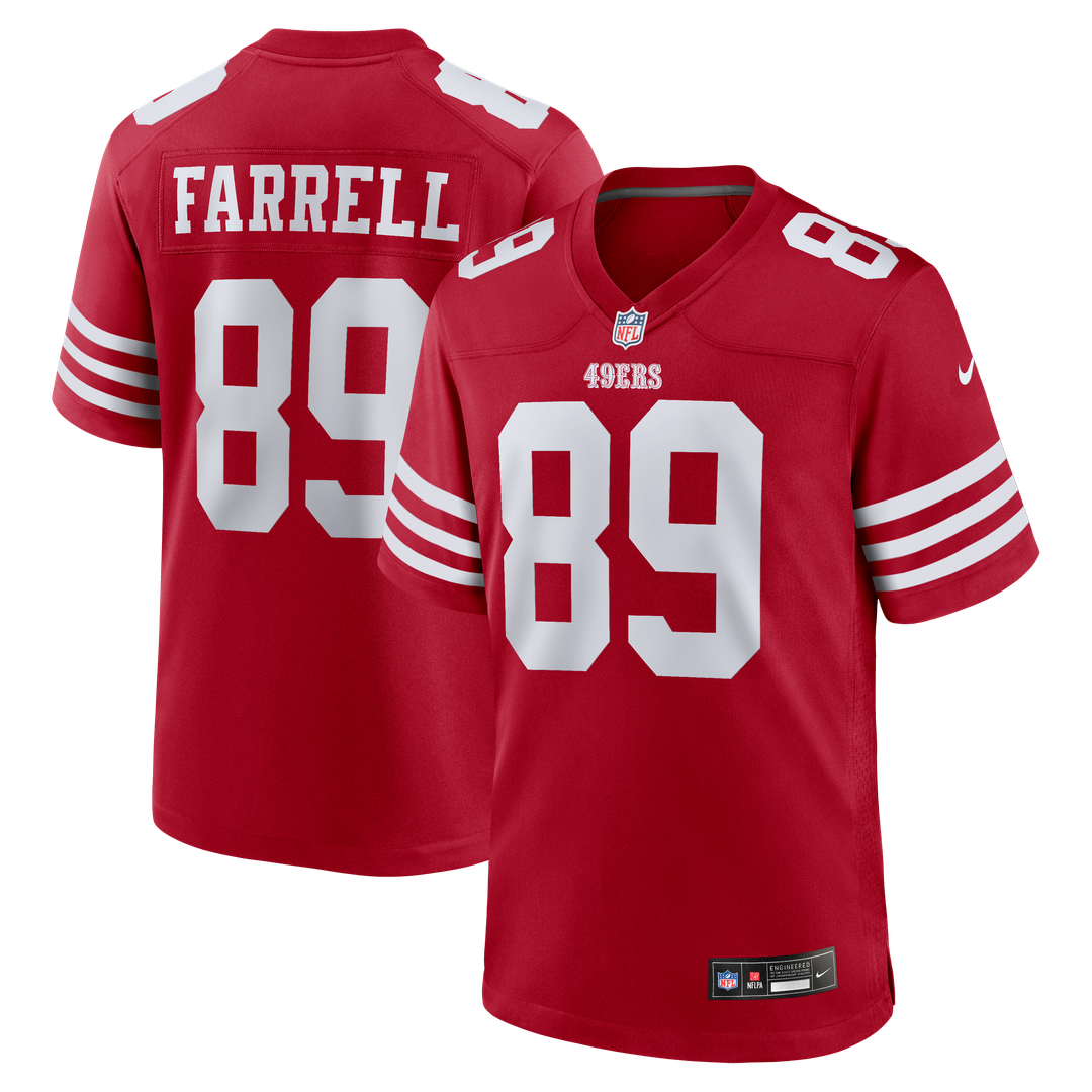San Francisco 49ers Luke Farrell Scarlet Team Game Jersey product image 1, provided for visual reference and product detail