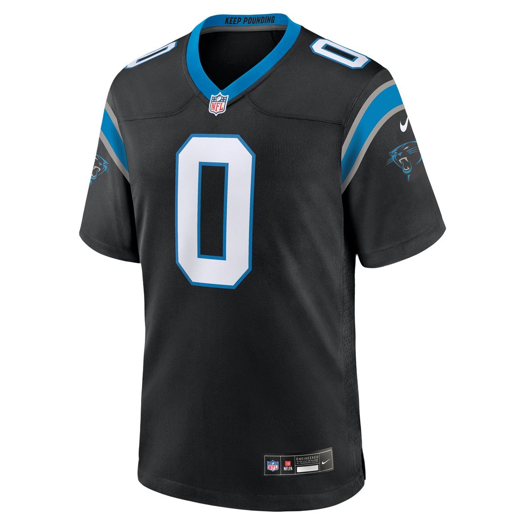 Carolina Panthers Ja'Tavion Sanders Black Game Jersey product image 2, provided for visual reference and product detail