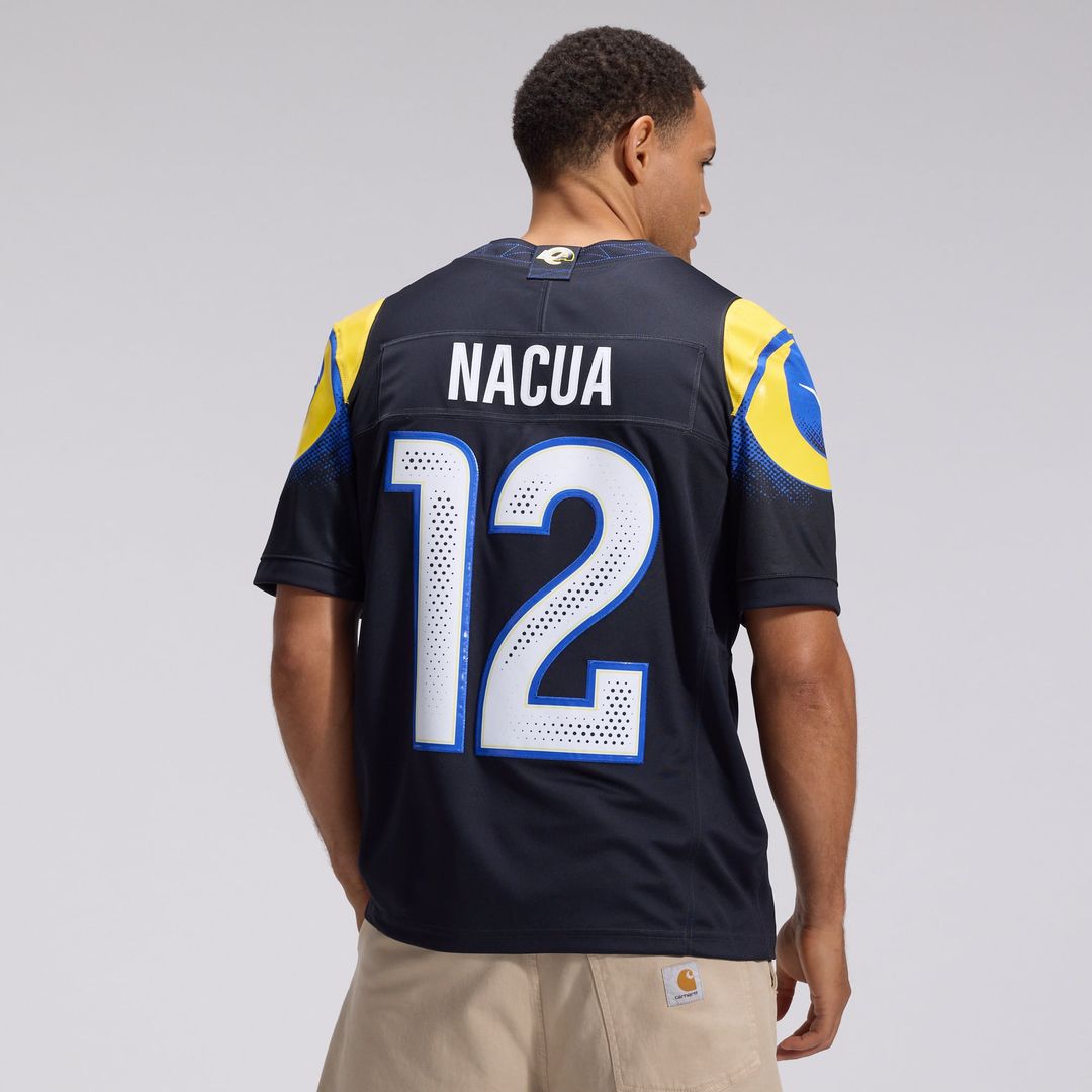 Los Angeles Rams Puka Nacua Dark Blue Rivalries Collection Stitched Limited Jersey product image 3, provided for visual