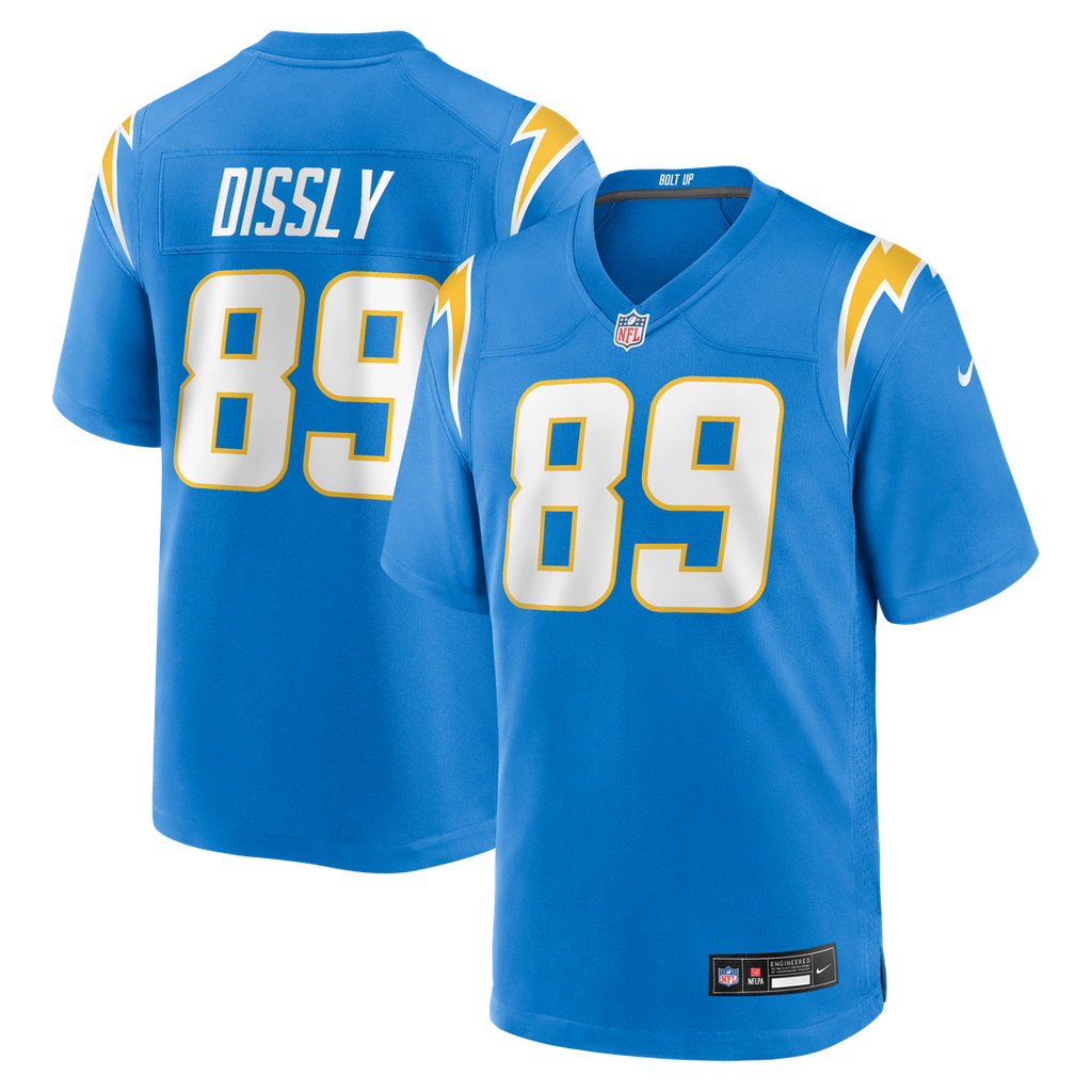 Los Angeles Chargers Will Dissly Powder Blue Team Game Jersey product image 1, provided for visual reference and product