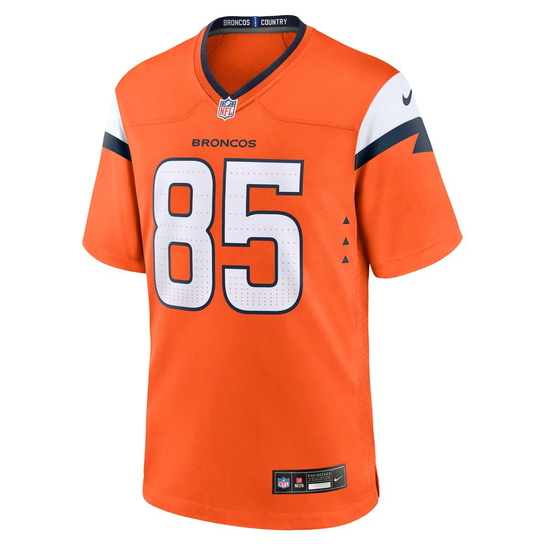 Denver Broncos Lucas Krull Orange Team Game Jersey product image 2, provided for visual reference and product detail review