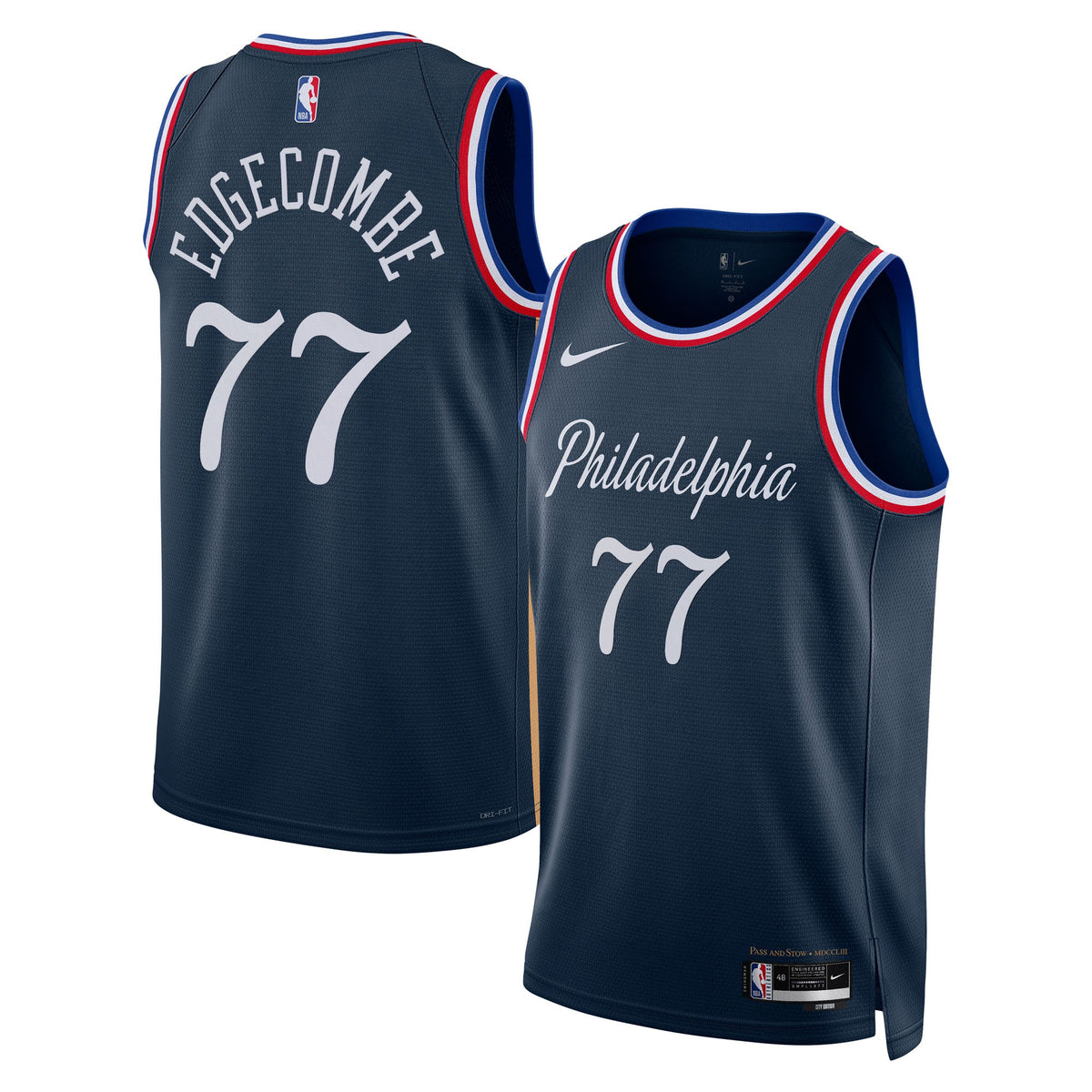 VJ Edgecombe Philadelphia 76ers 2025/26 City Edition Swingman Jersey - Navy - Unisex product image 1, provided for visual