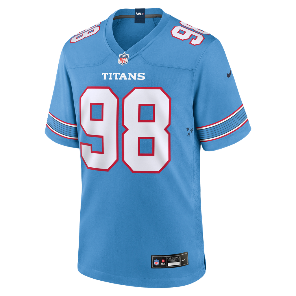 Tennessee Titans Jeffery Simmons Light Blue Game Jersey product image 2, provided for visual reference and product detail