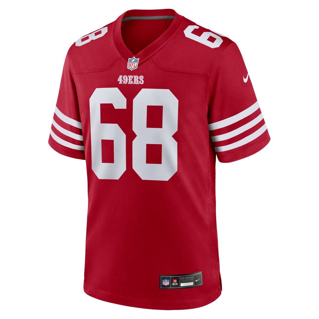 San Francisco 49ers Colton McKivitz Scarlet Game Jersey product image 2, provided for visual reference and product detail