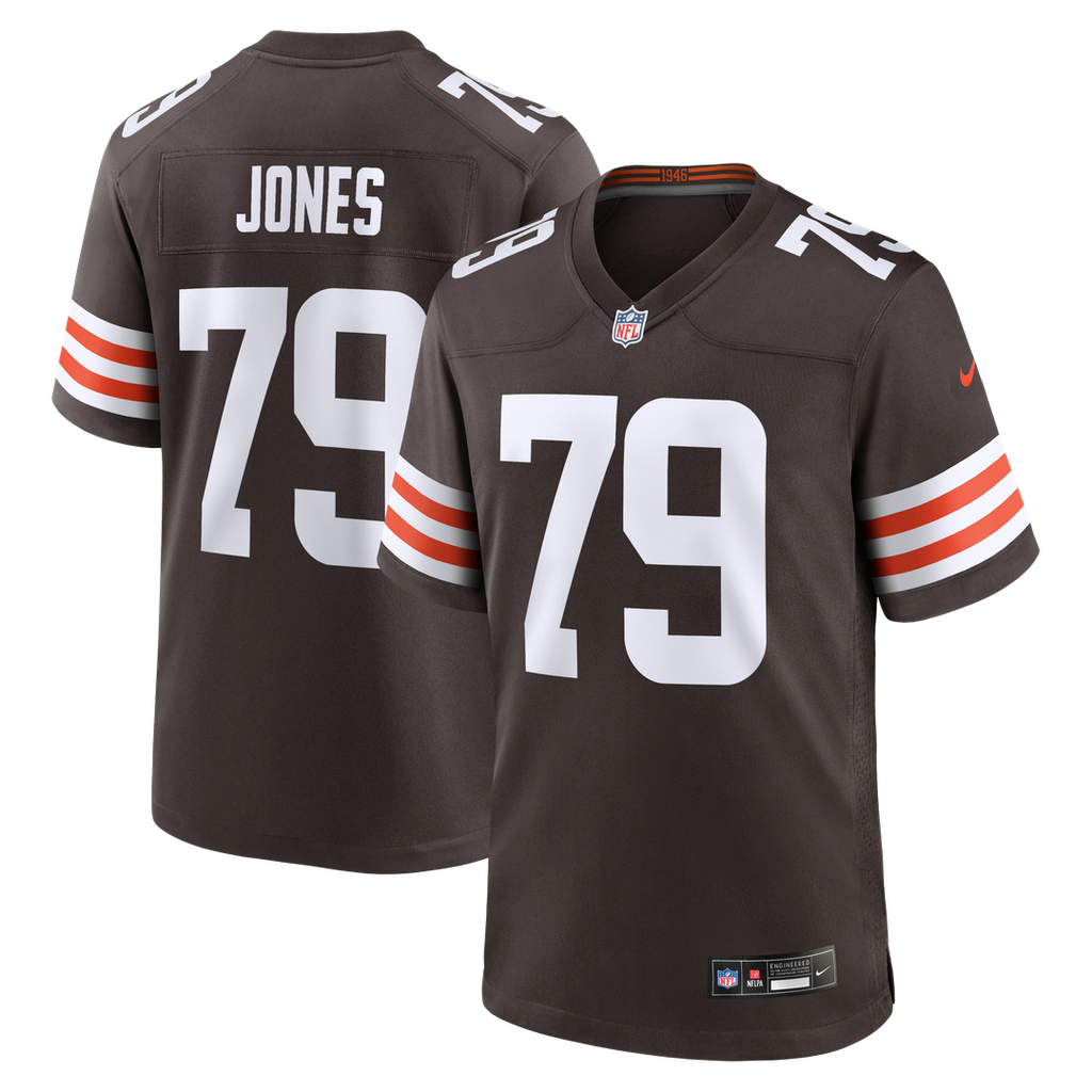 Cleveland Browns Dawand Jones Brown Team Game Jersey product image 1, provided for visual reference and product detail review