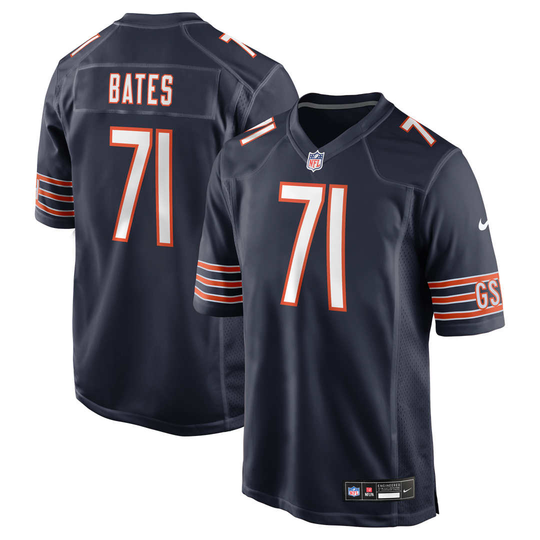 Chicago Bears Ryan Bates Navy Game Jersey product image 1, provided for visual reference and product detail review