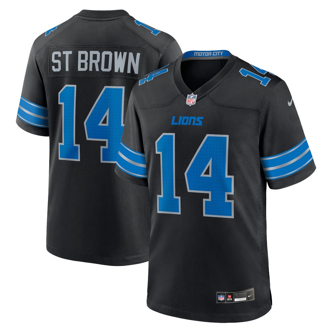 Detroit Lions Amon-Ra St. Brown Blue Game Jersey product image 21, provided for visual reference and product detail review