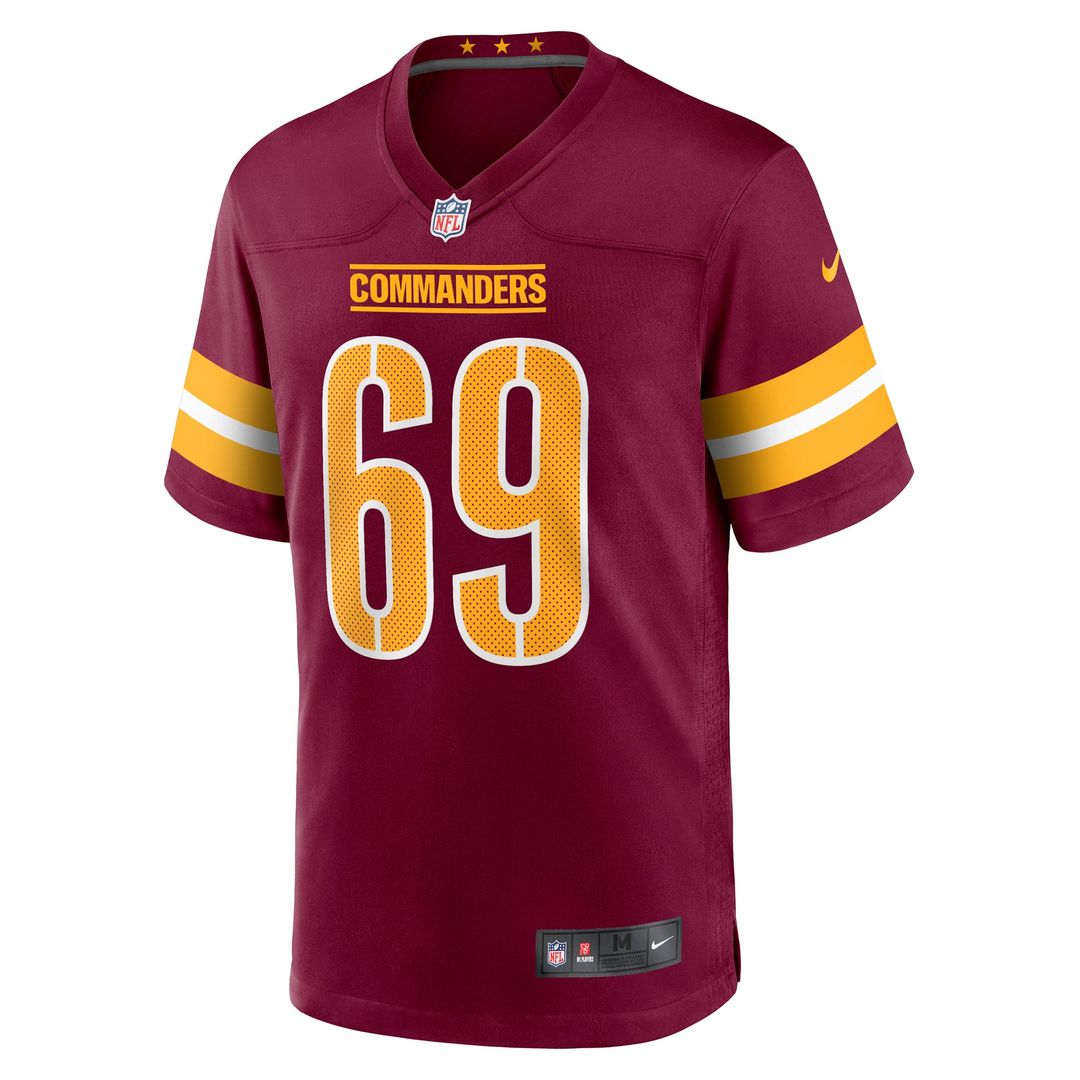 Washington Commanders Tyler Ott Burgundy Game Jersey product image 2, provided for visual reference and product detail review