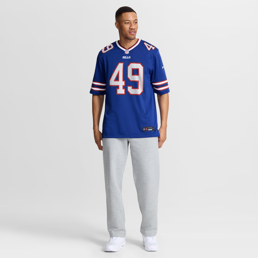 Buffalo Bills DaShaun White Royal Team Game Jersey product image 4, provided for visual reference and product detail review