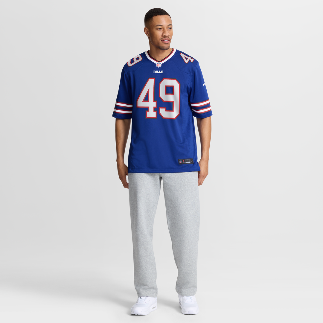 Buffalo Bills DaShaun White Royal Team Game Jersey product image 4, provided for visual reference and product detail review