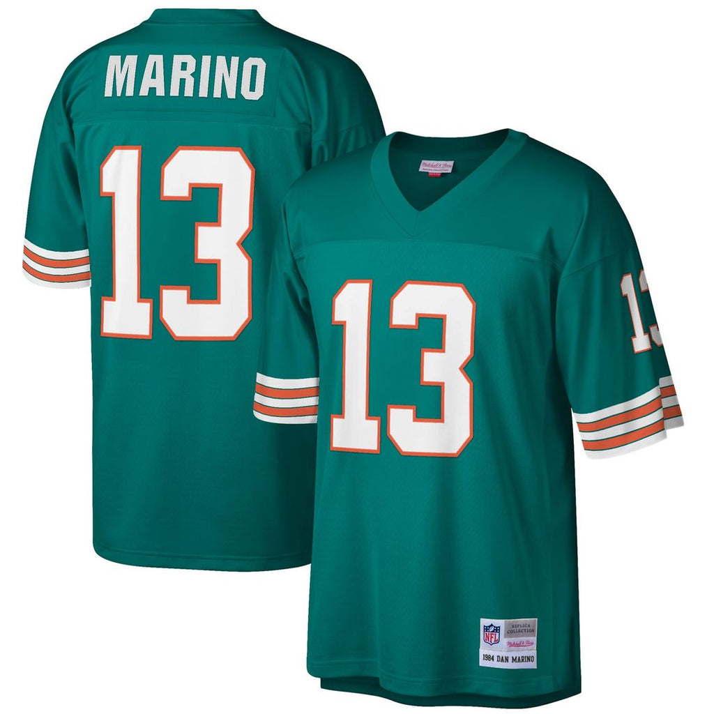 Miami Dolphins Dan Marino Aqua Big & Tall 1984 Retired Player Replica Jersey product image 1, provided for visual reference