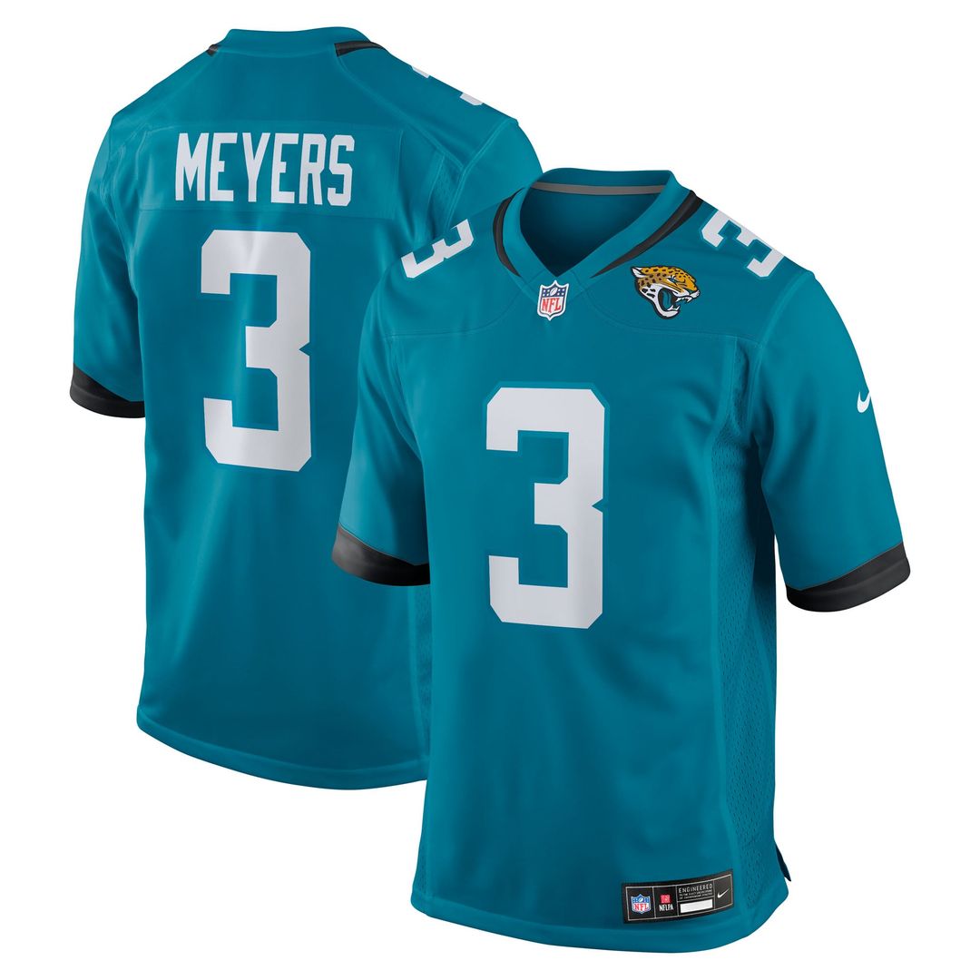 Jacksonville Jaguars Jakobi Meyers Teal Team Game Jersey product image 6, provided for visual reference and product detail