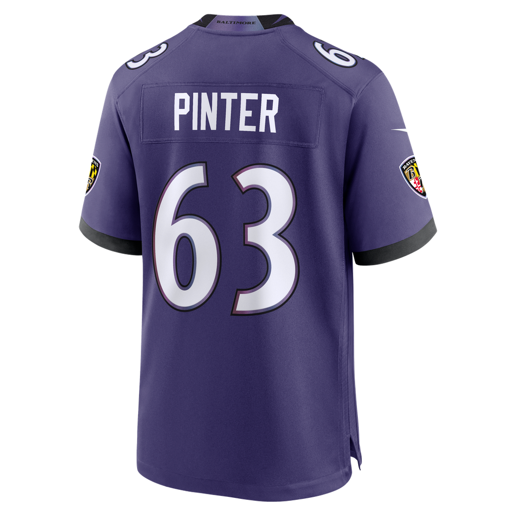 Baltimore Ravens Danny Pinter Purple Team Game Jersey product image 3, provided for visual reference and product detail