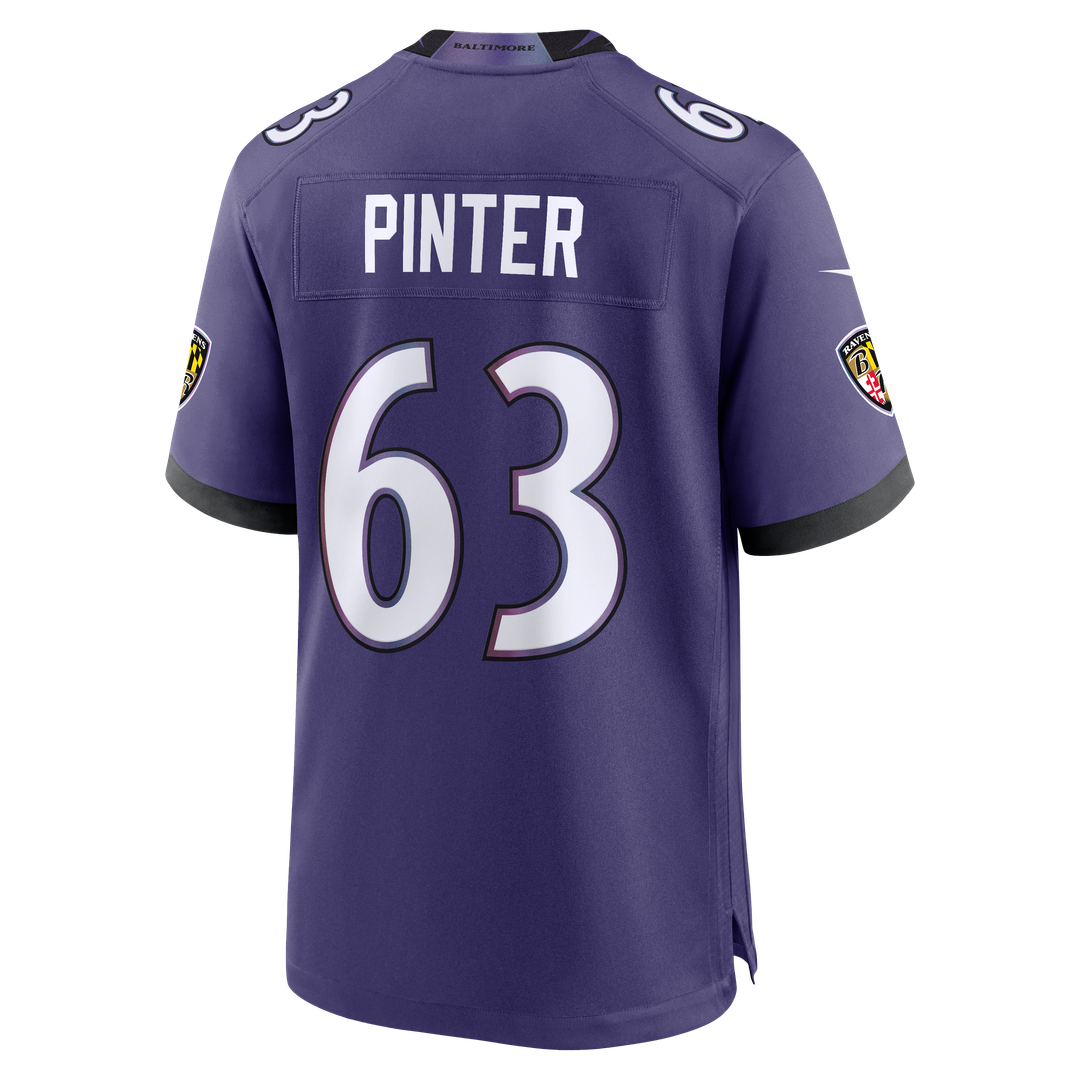 Baltimore Ravens Danny Pinter Purple Team Game Jersey product image 3, provided for visual reference and product detail