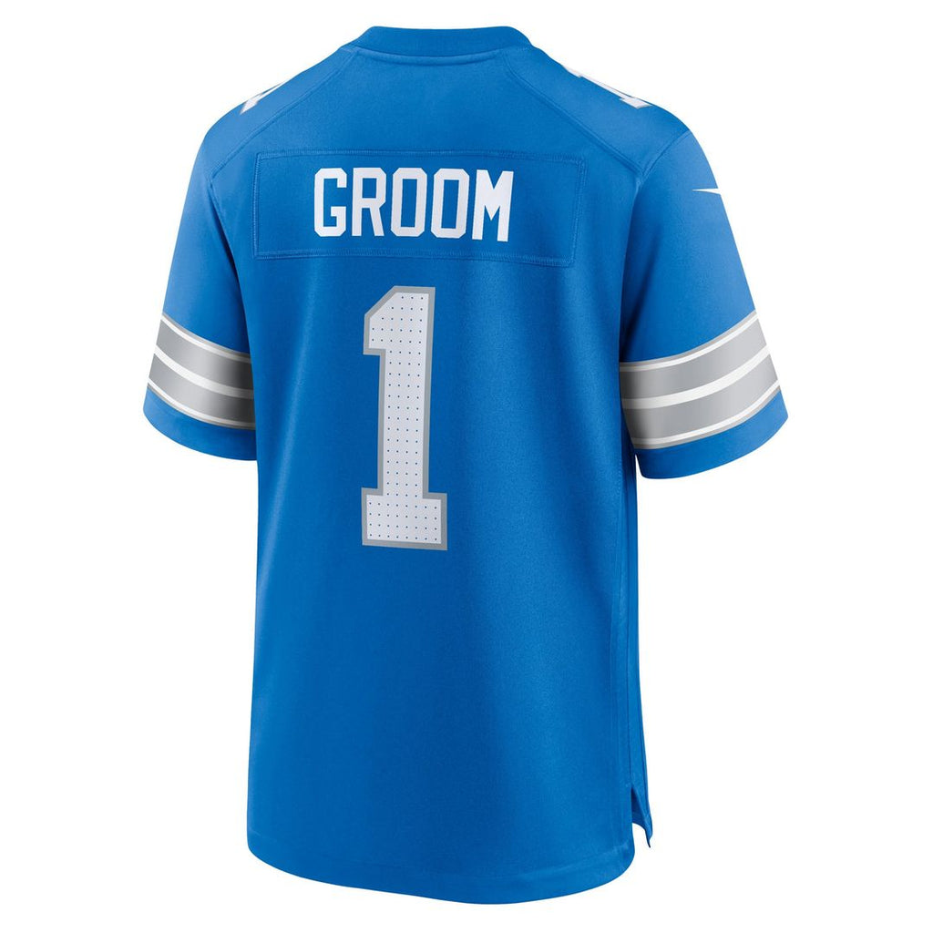 Detroit Lions Number 1 Groom Blue Game Jersey product image 3, provided for visual reference and product detail review