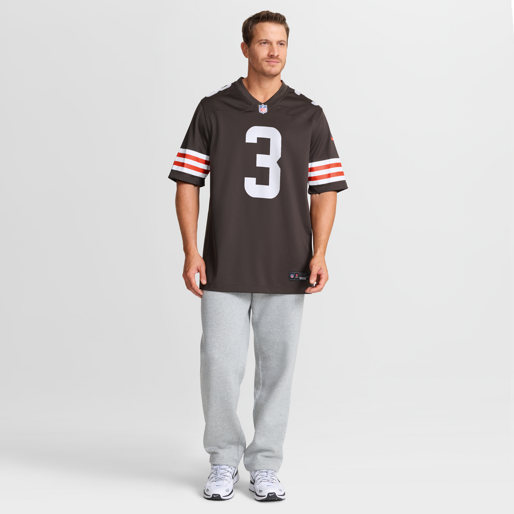 Cleveland Browns Jerry Jeudy Brown Game Jersey product image 7, provided for visual reference and product detail review