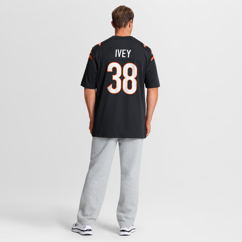 Cincinnati Bengals DJ Ivey Black Team Game Jersey product image 8, provided for visual reference and product detail review