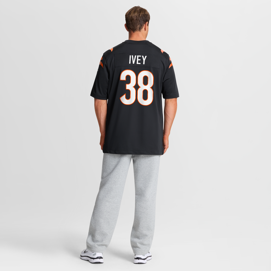 Cincinnati Bengals DJ Ivey Black Team Game Jersey product image 8, provided for visual reference and product detail review