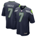 Seattle Seahawks Uchenna Nwosu College Navy Team Game Jersey product image 1, provided for visual reference and product