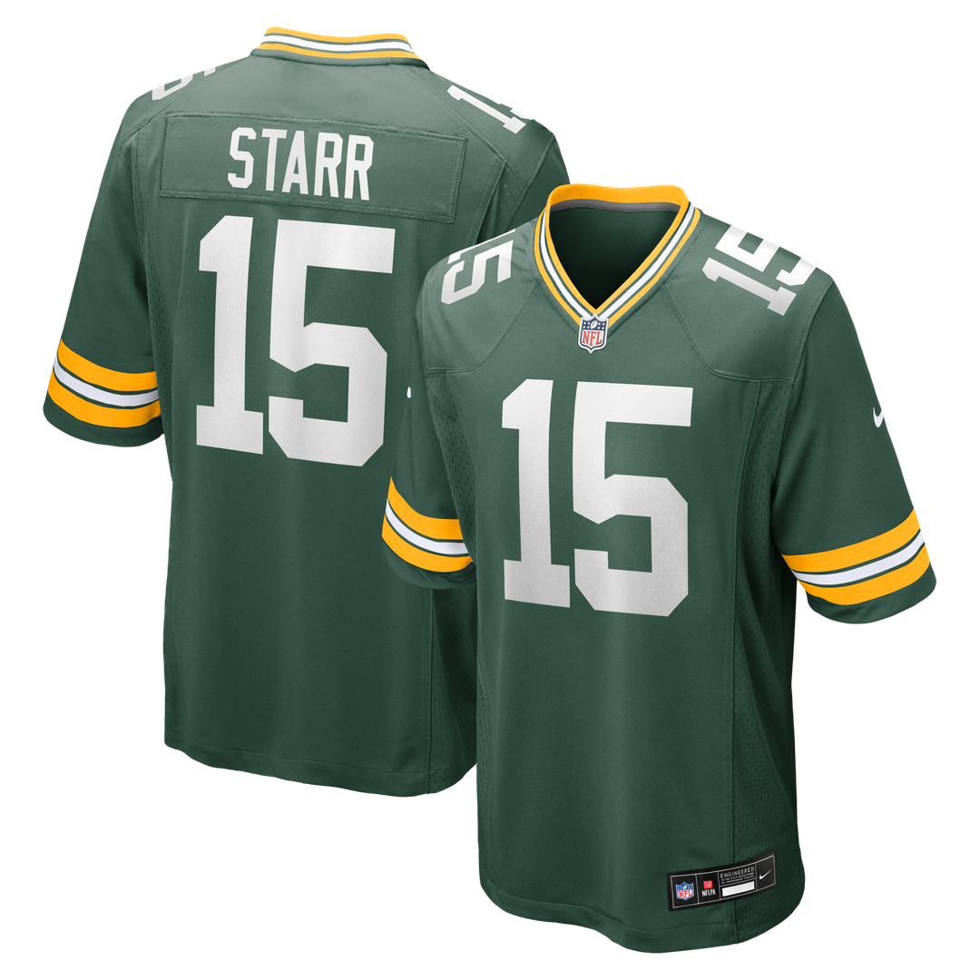 Green Bay Packers Bart Starr Green Game Retired Player Jersey product image 1, provided for visual reference and product