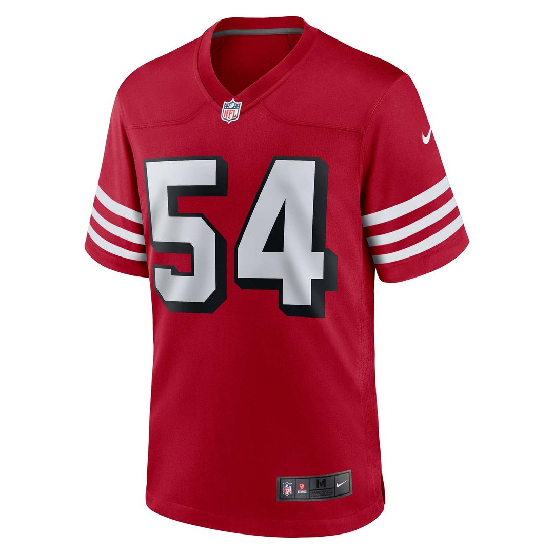 San Francisco 49ers Fred Warner Scarlet Alternate Game Jersey product image 2, provided for visual reference and product