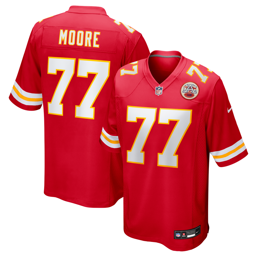 Kansas City Chiefs Jaylon Moore Red Team Game Jersey product image 1, provided for visual reference and product detail review