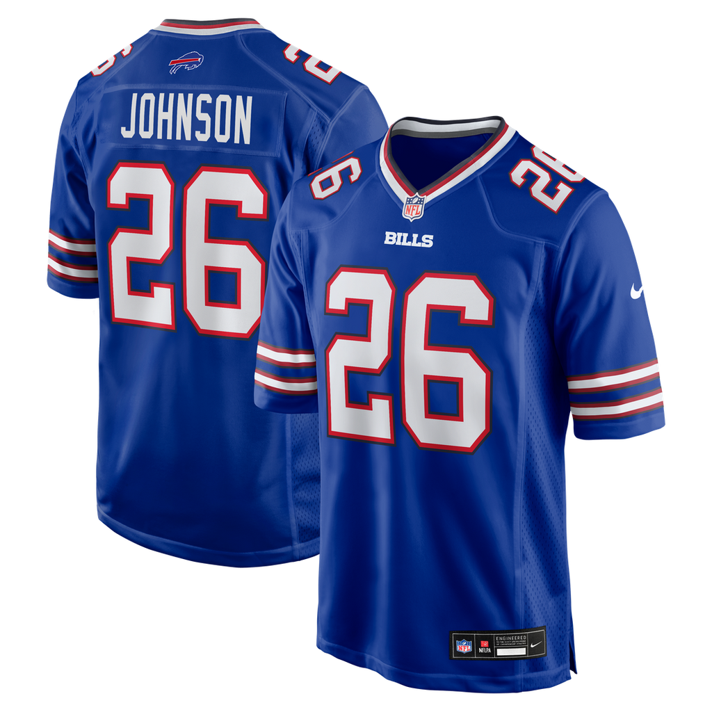 Buffalo Bills Ty Johnson Royal Team Game Jersey product image 1, provided for visual reference and product detail review