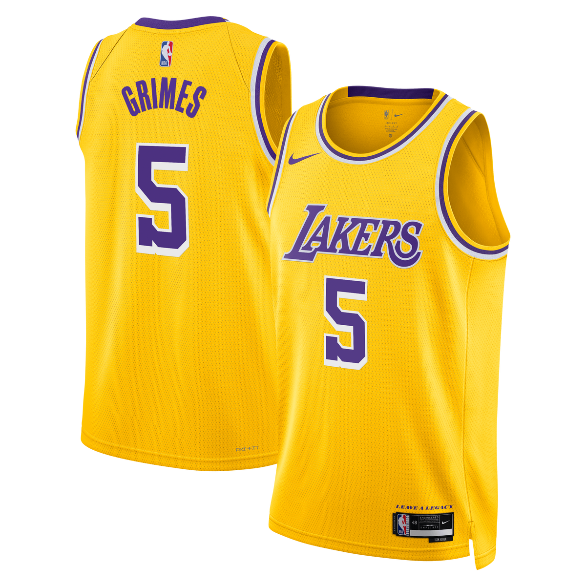 Quentin Grimes Los Angeles Lakers Icon Edition Swingman Jersey - Gold - Unisex product image 2, provided for visual