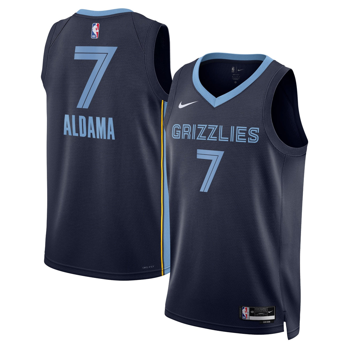 Memphis Grizzlies Icon Edition Swingman Basketball Jersey - Navy - Santi Aldama - Unisex product image 1, provided for